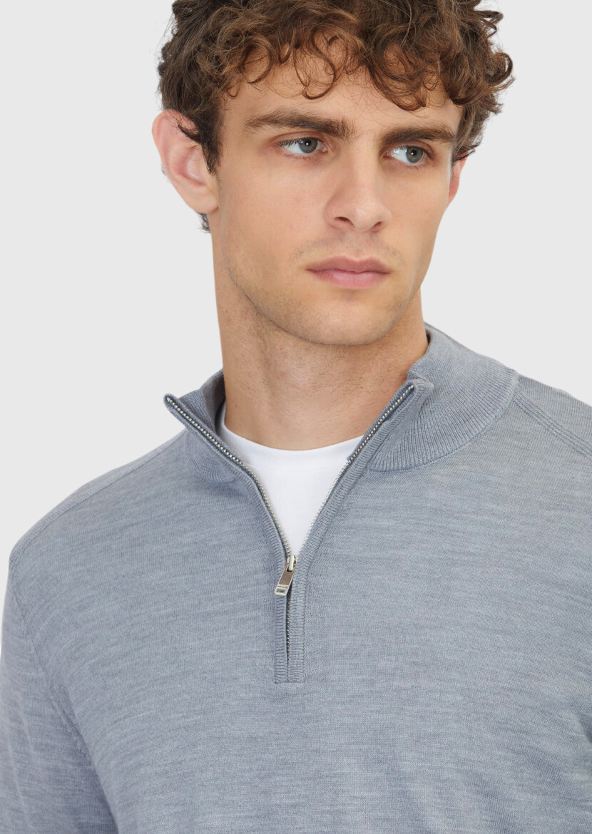 Light Grey Knitwear Sweatshirt - 4