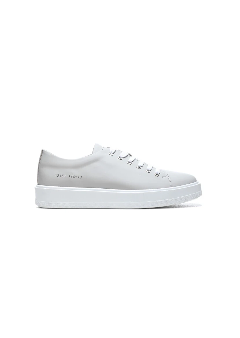 Light Grey Leather Casual Sneaker - 1