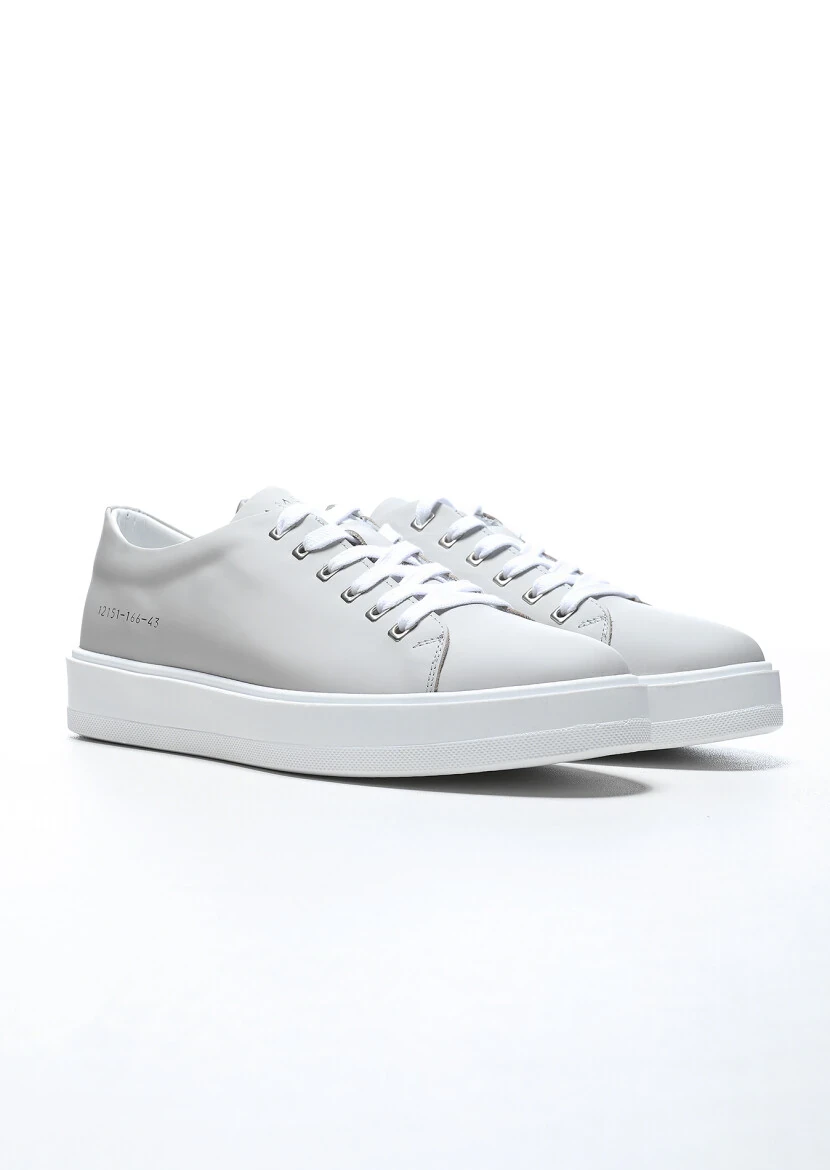 Light Grey Leather Casual Sneaker - 2