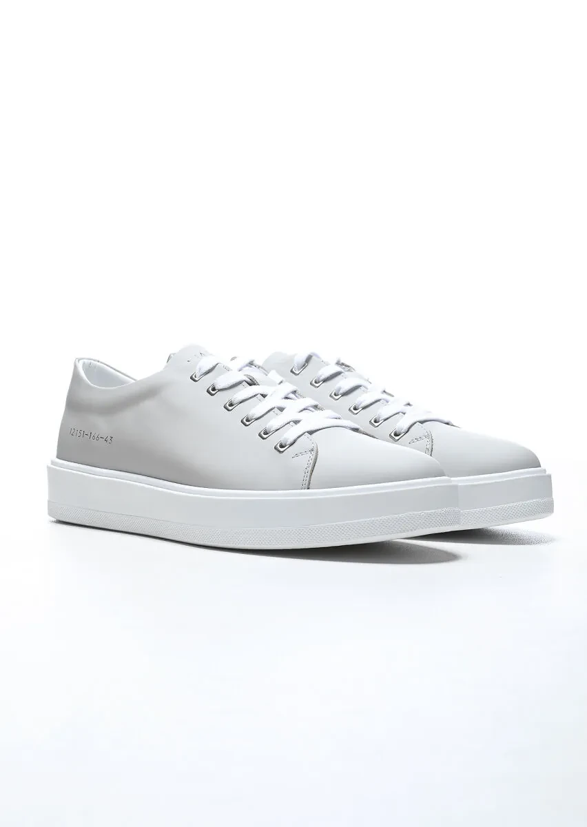 Light Grey Leather Casual Sneaker - 2