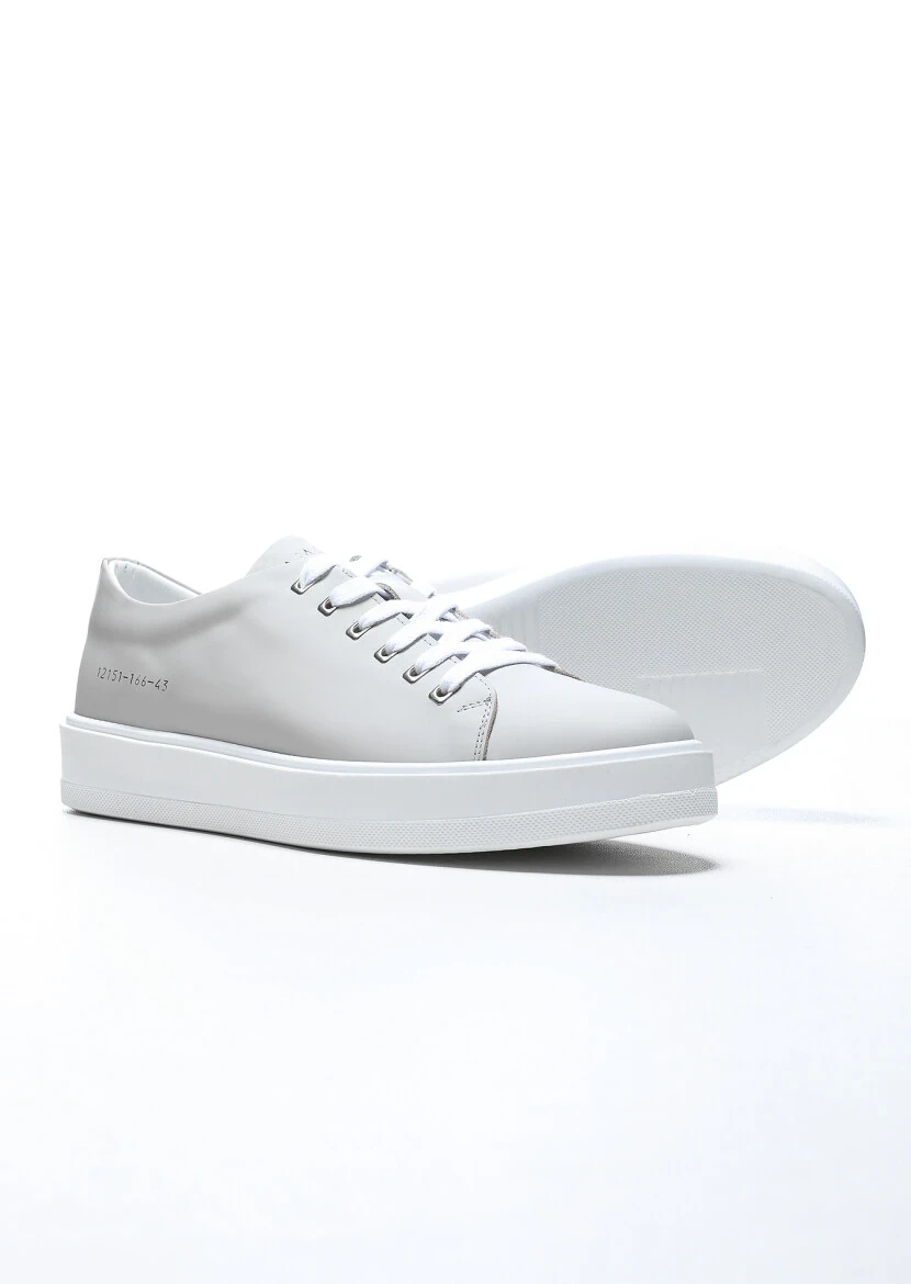 Light Grey Leather Casual Sneaker - 4