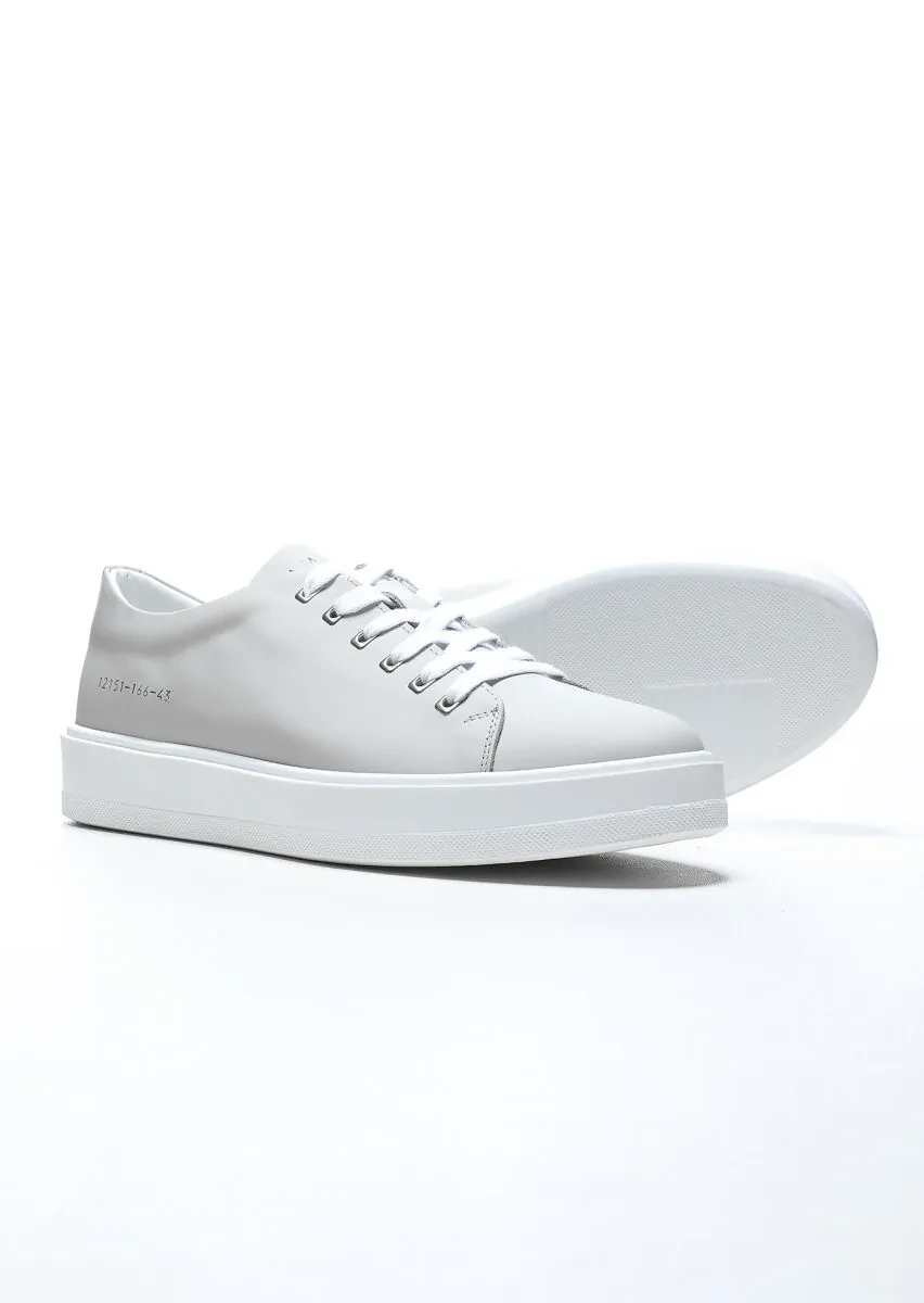 Light Grey Leather Casual Sneaker - 4