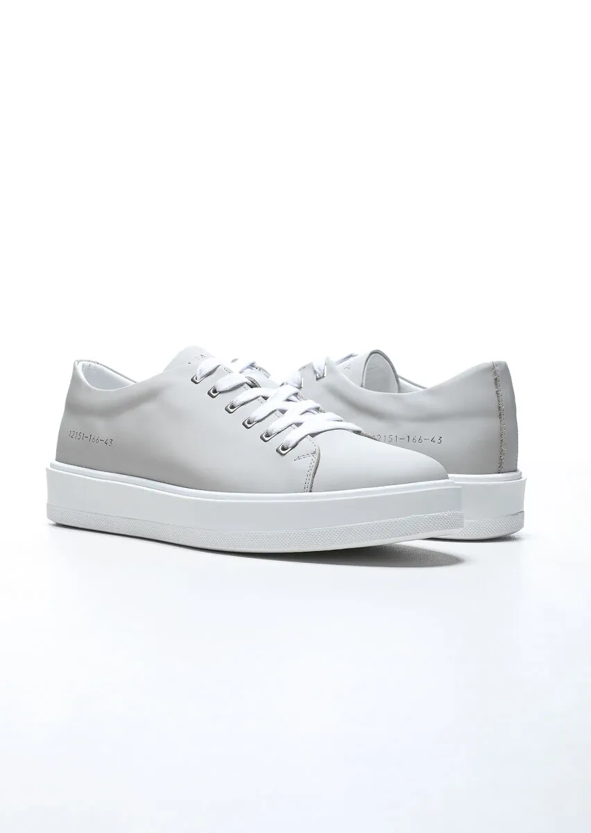 Light Grey Leather Sneaker - 3