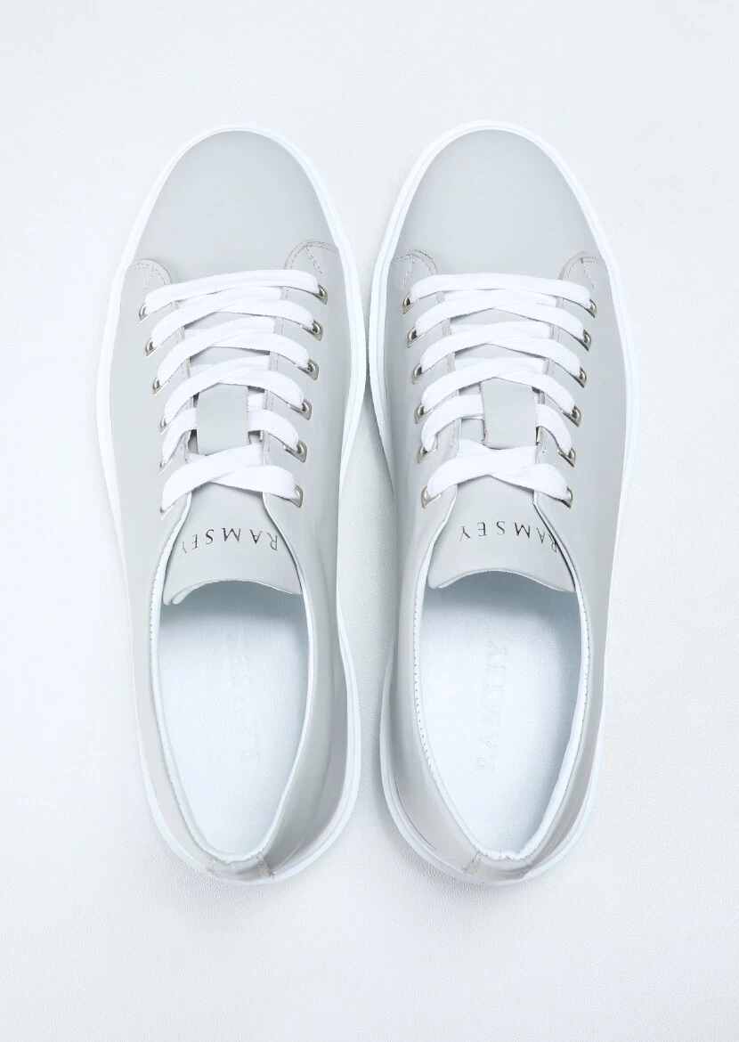 Light Grey Leather Sneaker - 5