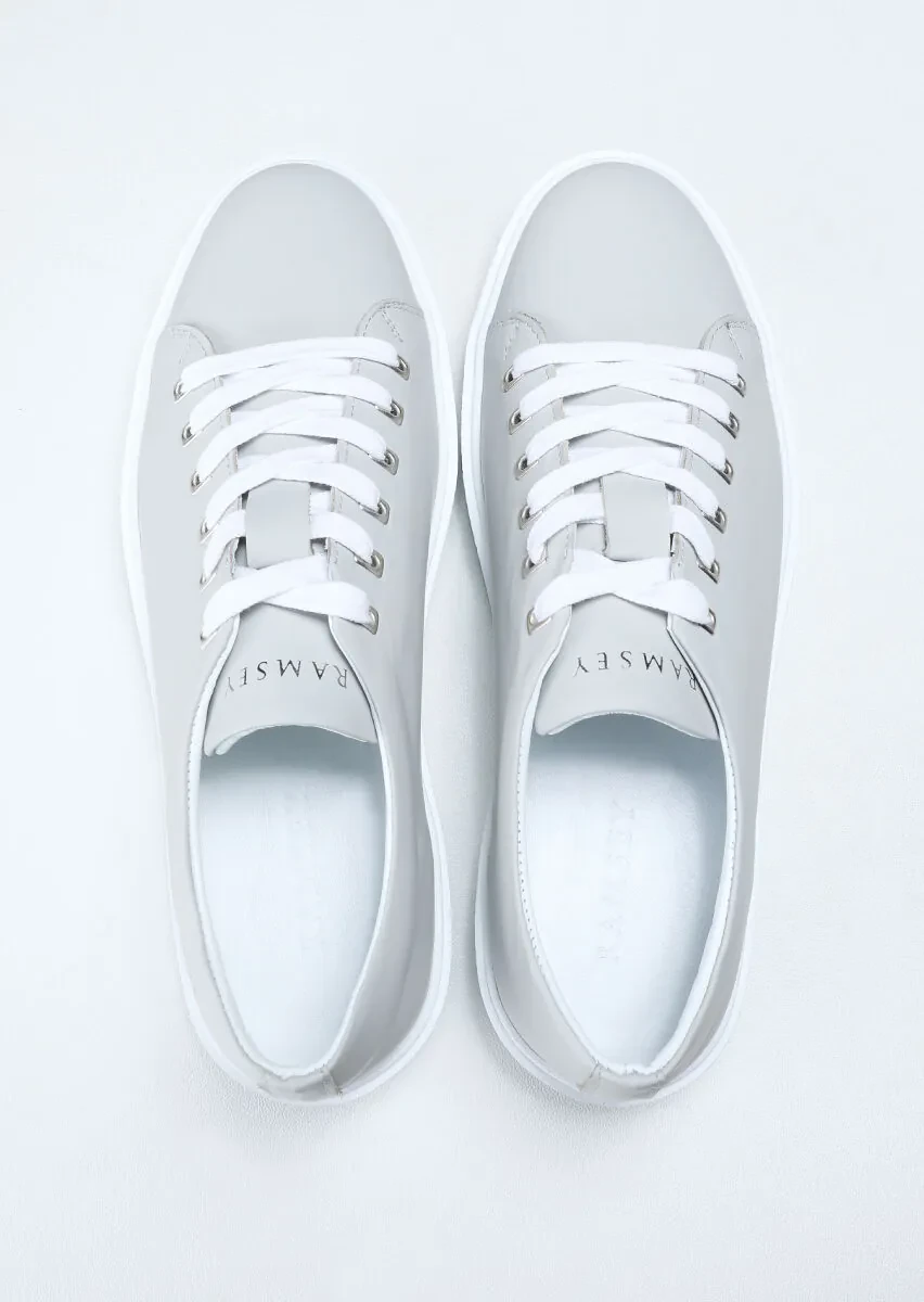 Light Grey Leather Sneaker - 5