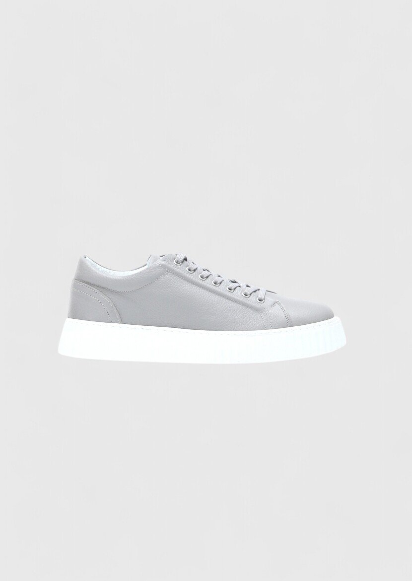 Light Grey Leather Sneaker - RAMSEY