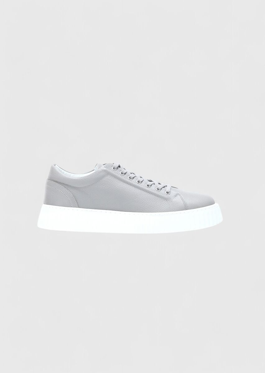 Light Grey Leather Sneaker - 1