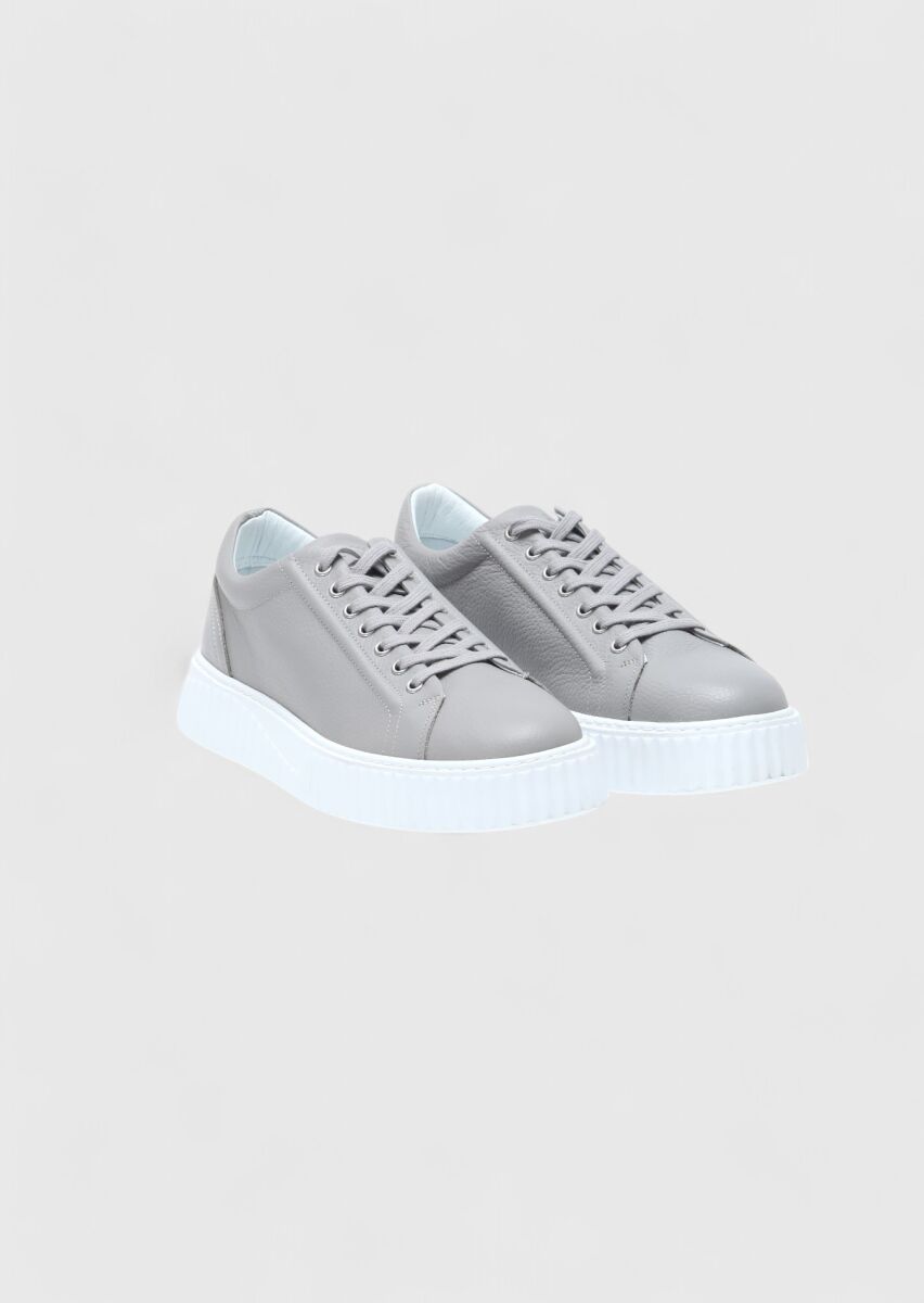 Light Grey Leather Sneaker - 2