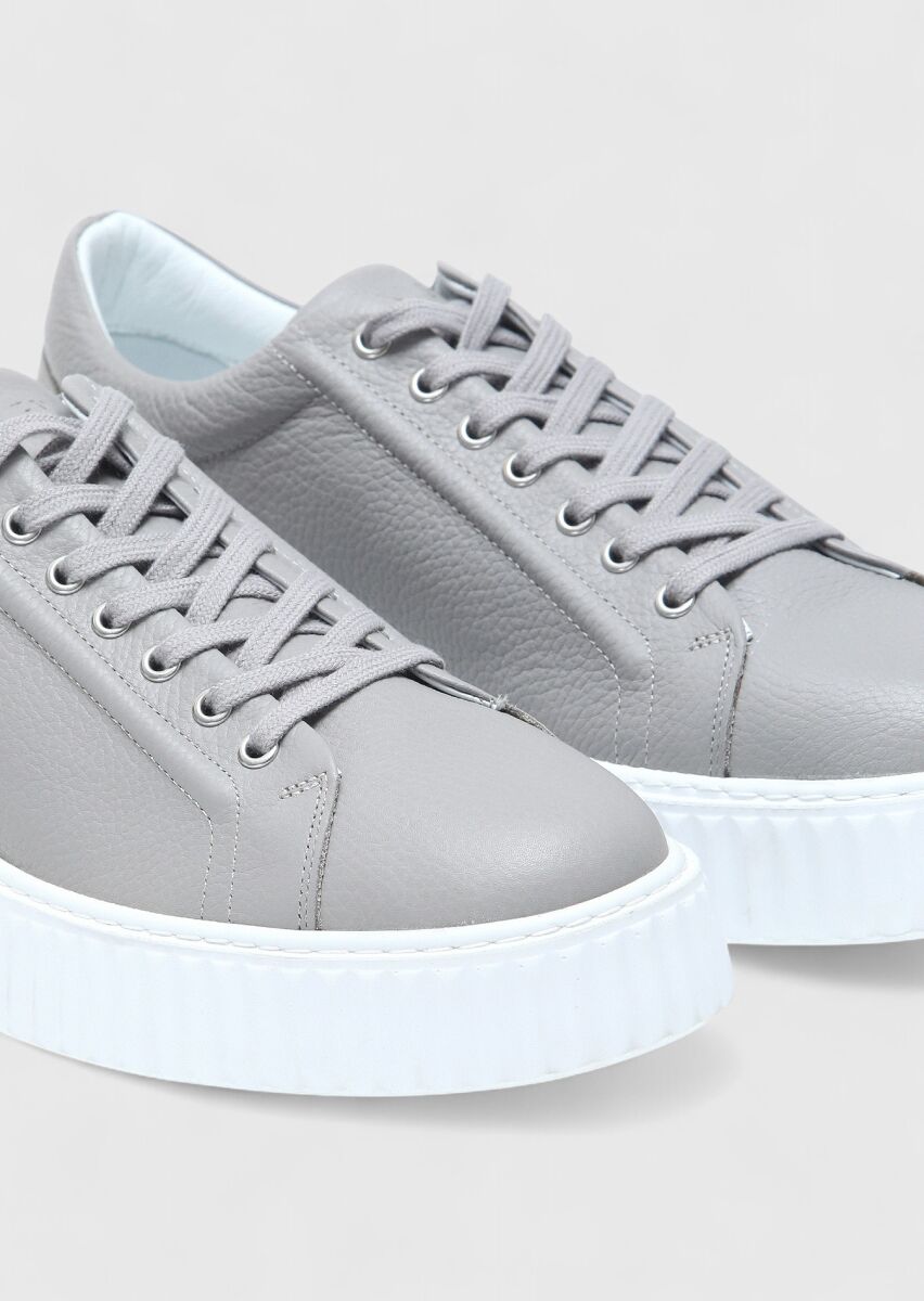 Light Grey Leather Sneaker - 3