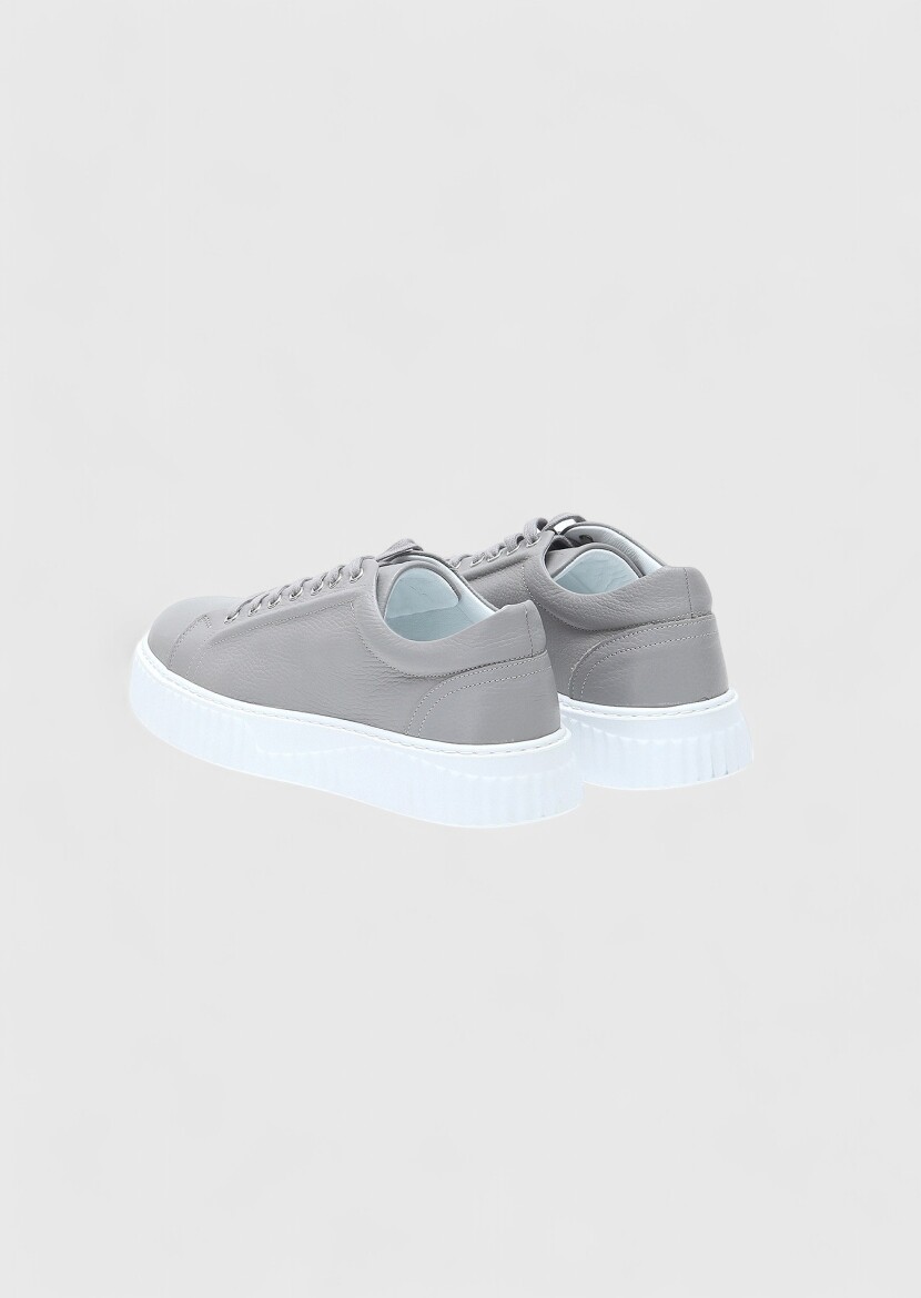 Light Grey Leather Sneaker - 4