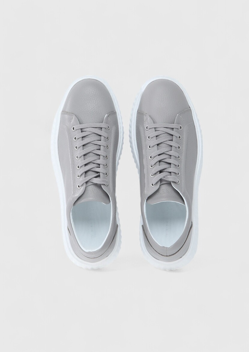 Light Grey Leather Sneaker - 6
