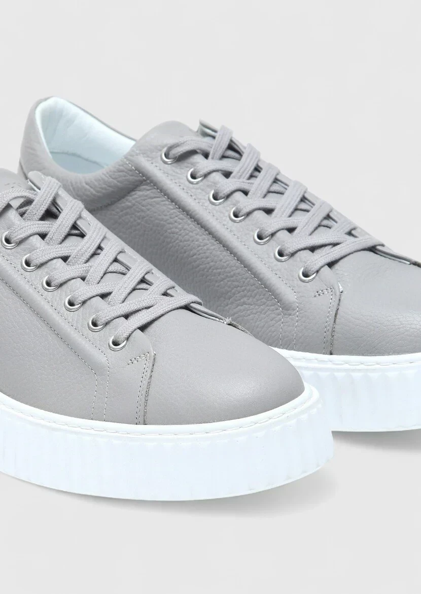 Light Grey Leather Sport Sneaker - 3