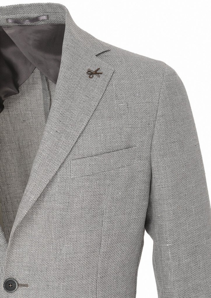 Light Grey Micro Comfort Fit Wool Blended Jacket - 2