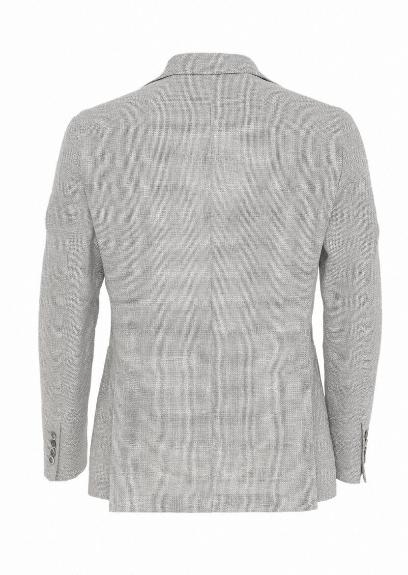 Light Grey Micro Comfort Fit Wool Blended Jacket - 5