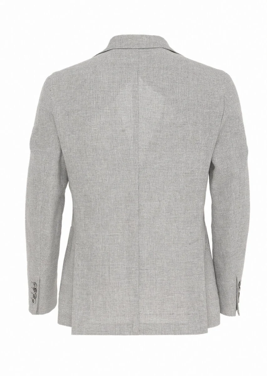 Light Grey Micro Comfort Fit Wool Blended Jacket - 5