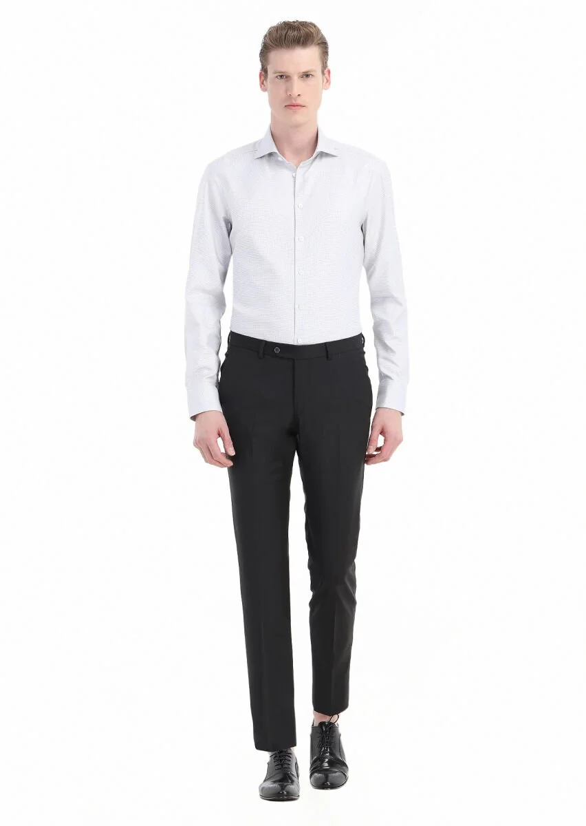 Light Grey Micro Regular Fit Weaving Classical 100% Cotton Shirt - 1