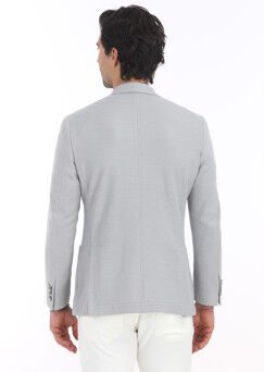 Light Grey Micro Zeroweight Slim Fit Cotton Blended Jacket - 5