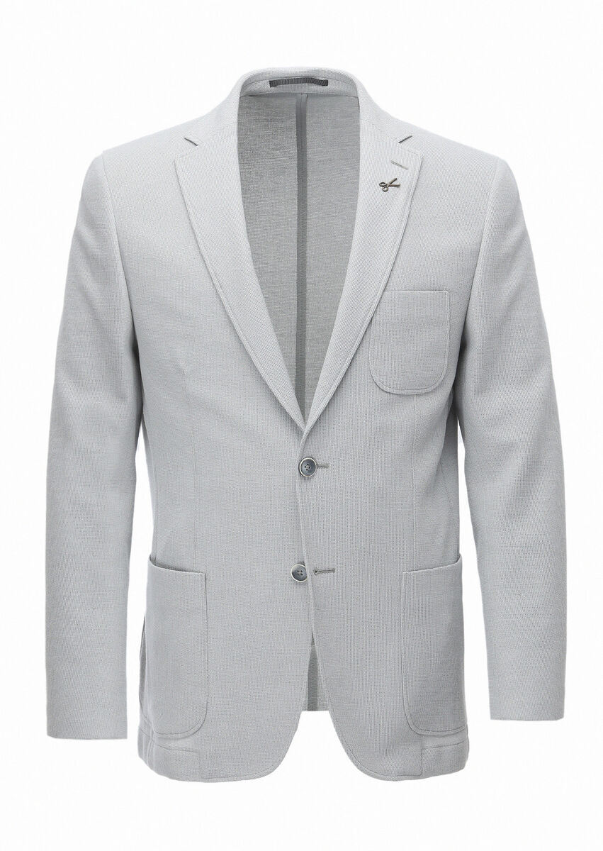 Light Grey Micro Zeroweight Slim Fit Cotton Blended Jacket - 6