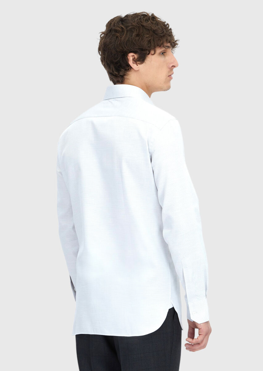 Light Grey Patterned Regular Fit Long Weaving Classical 100% Cotton Shirt - 5