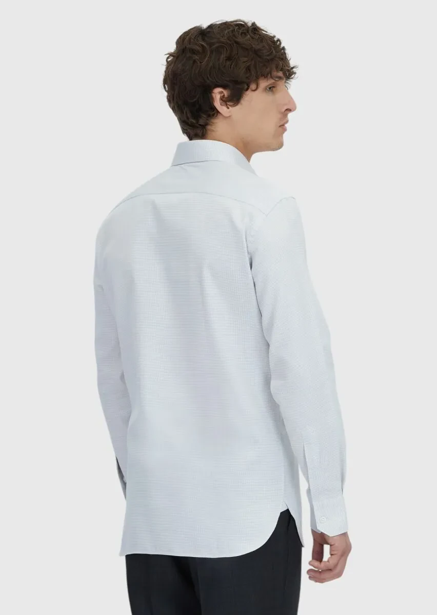 Light Grey Patterned Regular Fit Weaving Classical 100% Cotton Shirt - 5