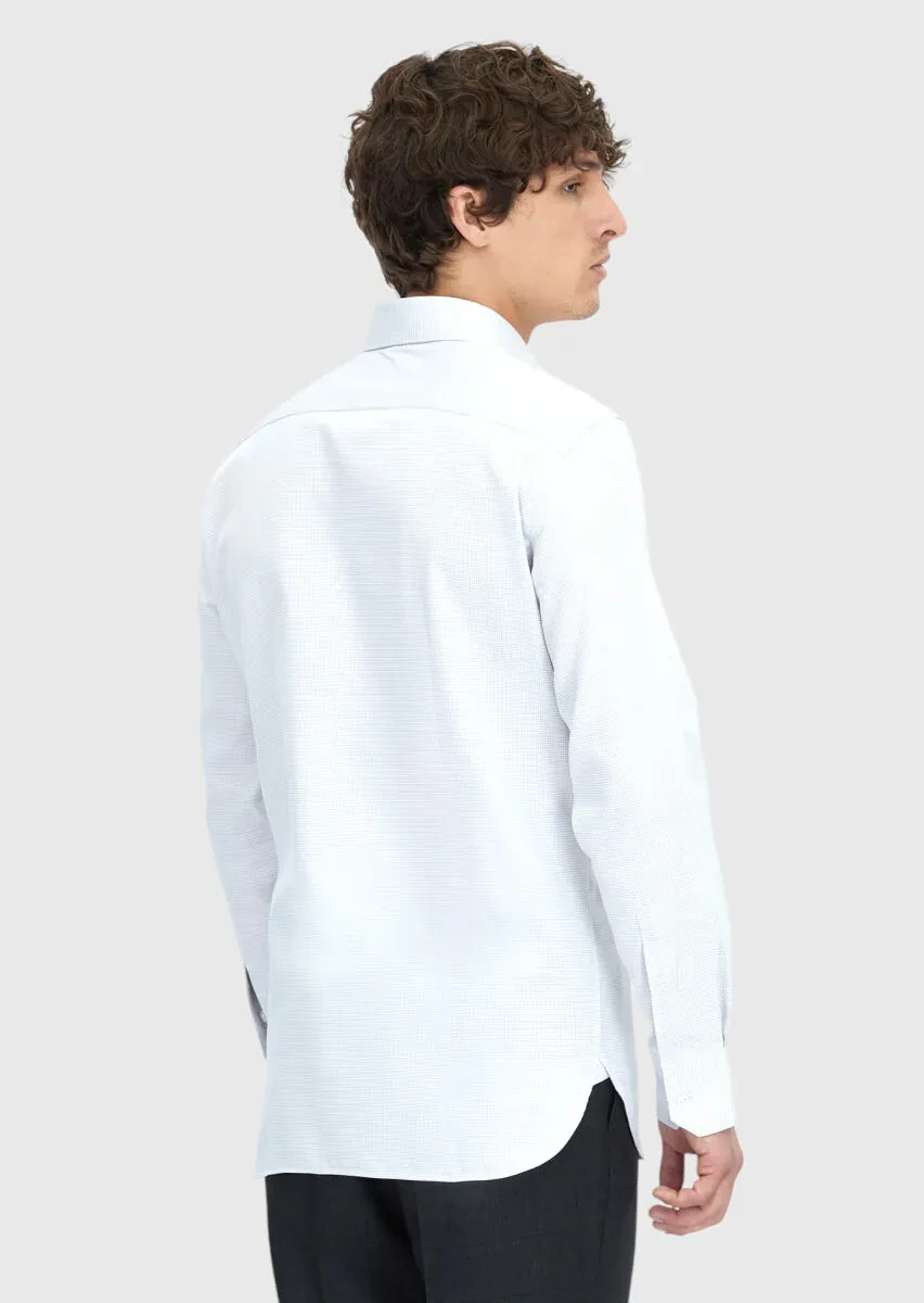 Light Grey Patterned Regular Fit Weaving Classical 100% Cotton Shirt - 5