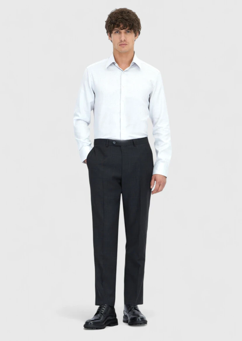 Light Grey Patterned Regular Fit Weaving Classical 100% Cotton Shirt - RAMSEY