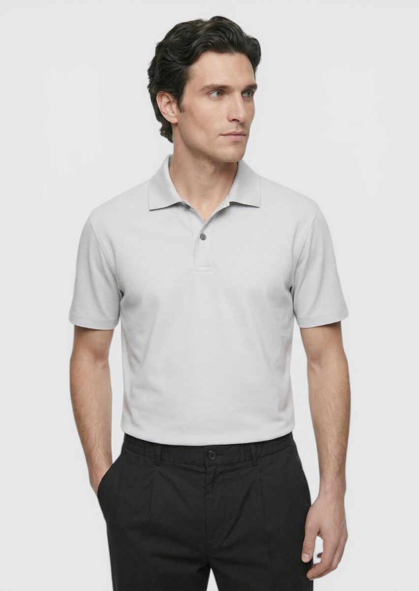 Light Grey Plain 100% Cotton T-Shirt - 1