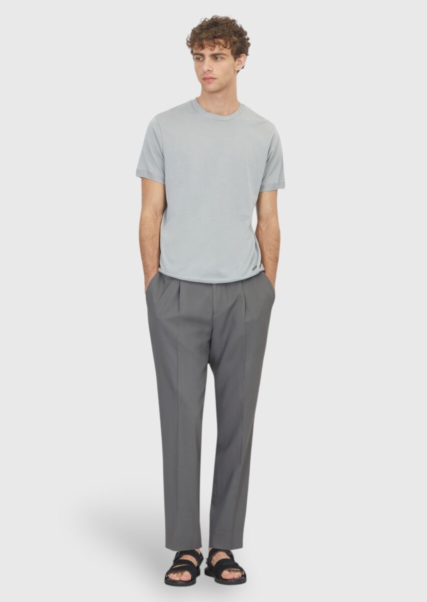 Light Grey Plain 100% Cotton T-Shirt - 2