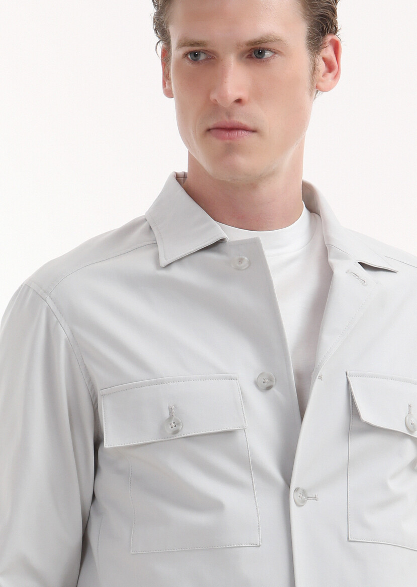Light Grey Plain Comfort Fit Cotton Blended Suit - RAMSEY