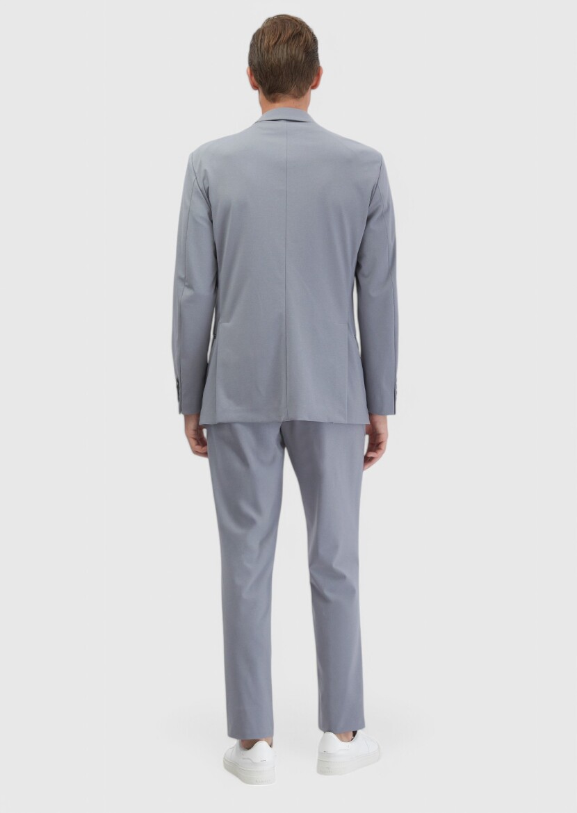 Light Grey Plain Comfort Fit Suit - 6