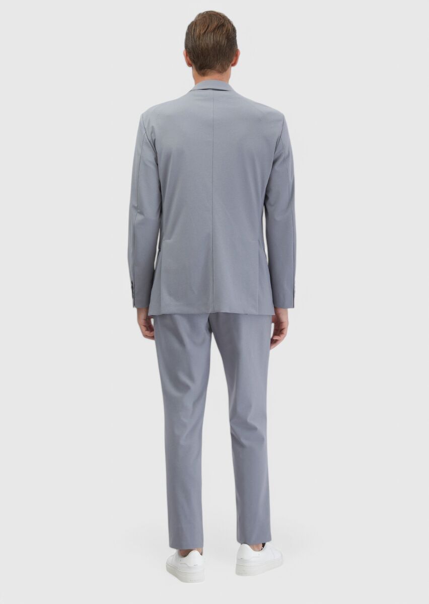 Light Grey Plain Comfort Fit Suit - 6