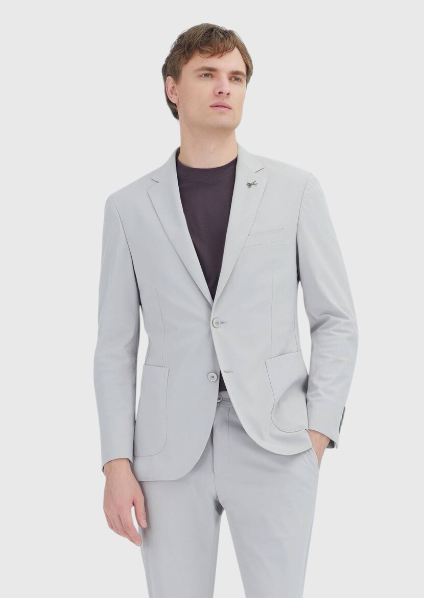 Light Grey Plain Comfort Fit Suit - RAMSEY