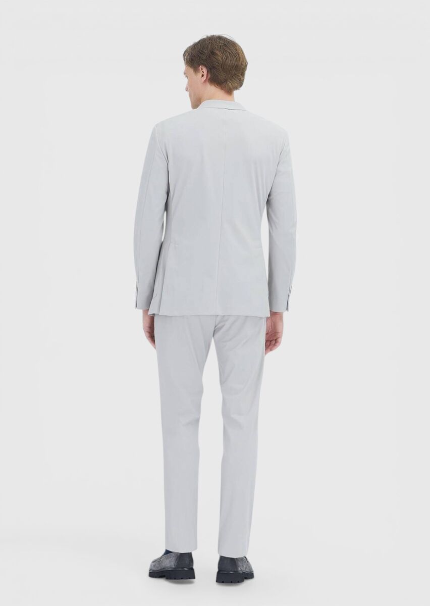 Light Grey Plain Comfort Fit Suit - 5