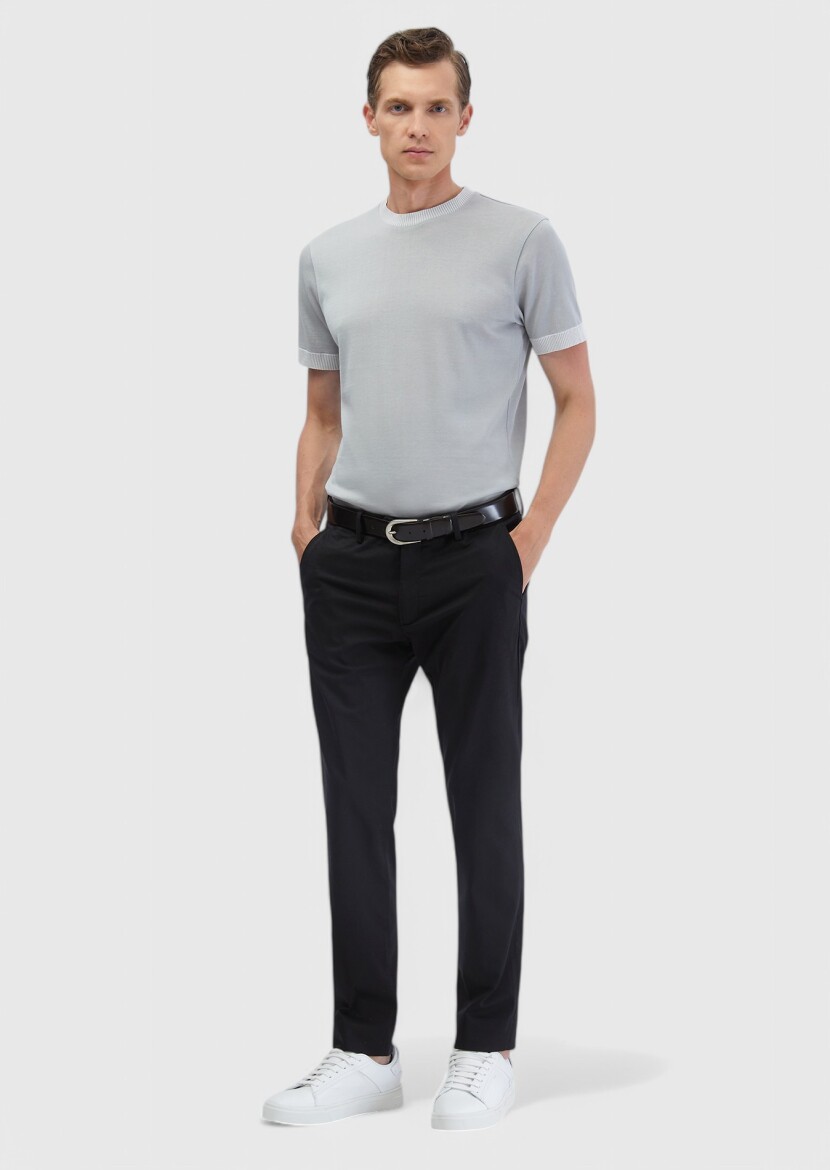 Light Grey Plain Crew Neck 100% Cotton T-Shirt - RAMSEY