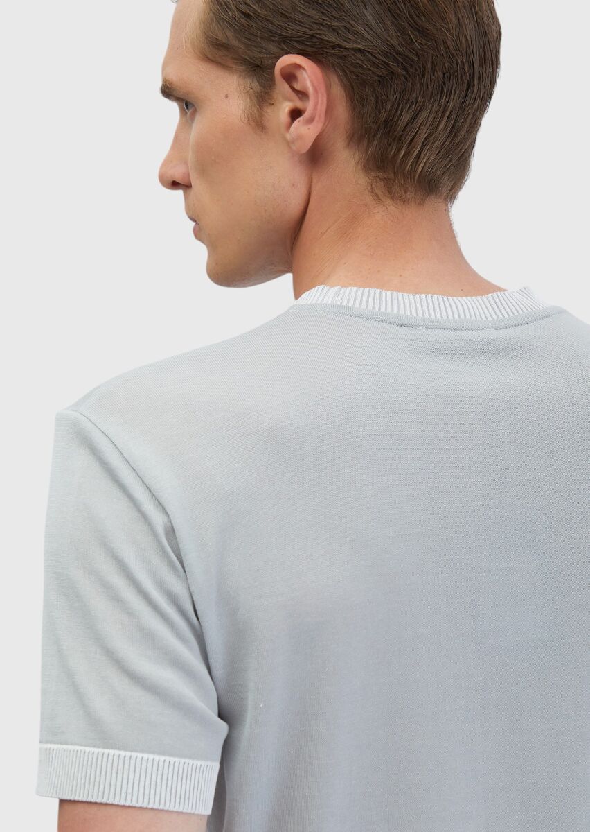 Light Grey Plain Crew Neck 100% Cotton T-Shirt - 5