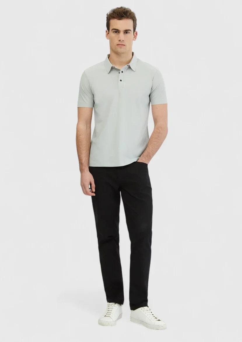 Light Grey Plain Polo Neck T-Shirt 