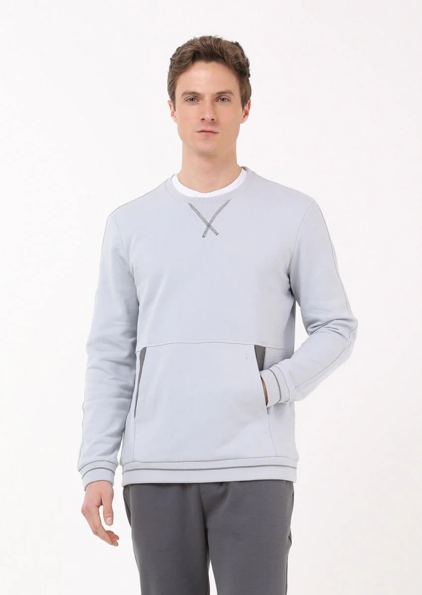 Light Grey Plain Sweatshirt - 1