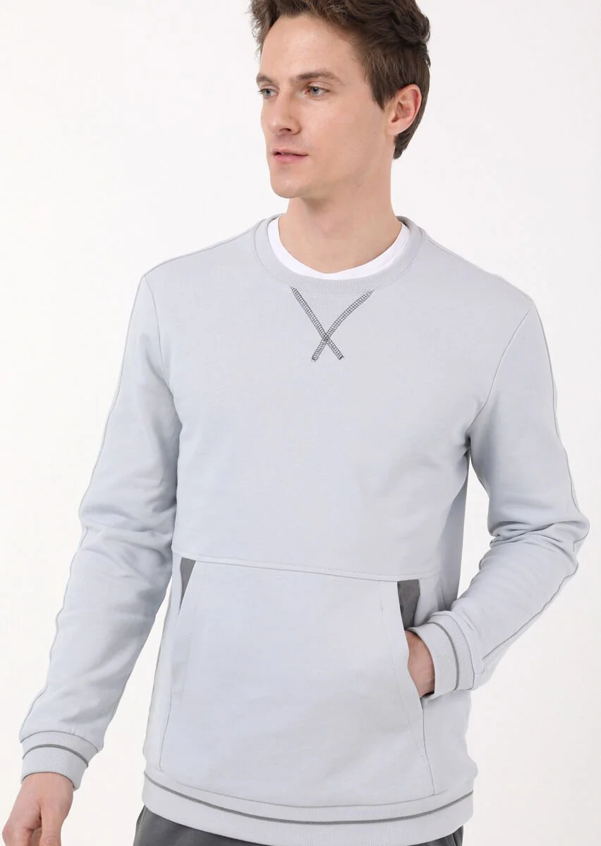 Light Grey Plain Sweatshirt - 3