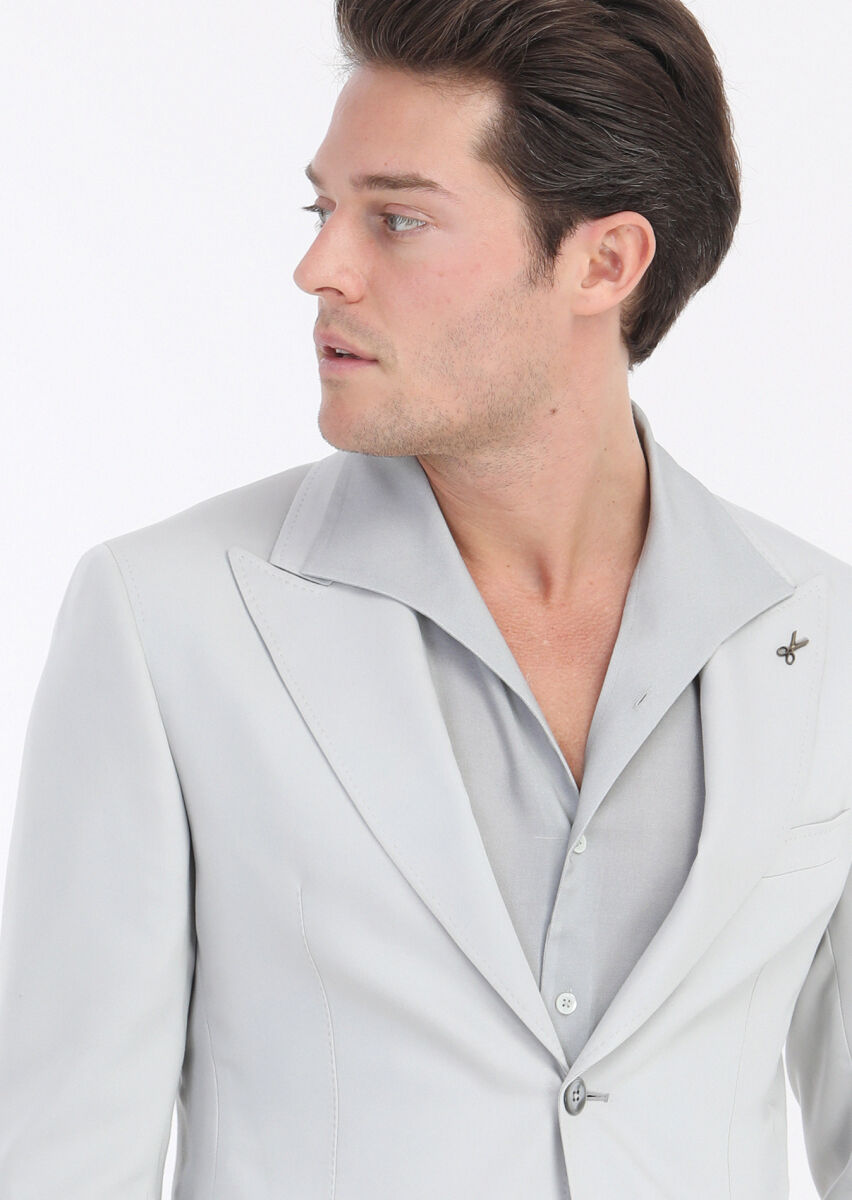 Light Grey Plain Zeroweight Slim Fit Suit - 2