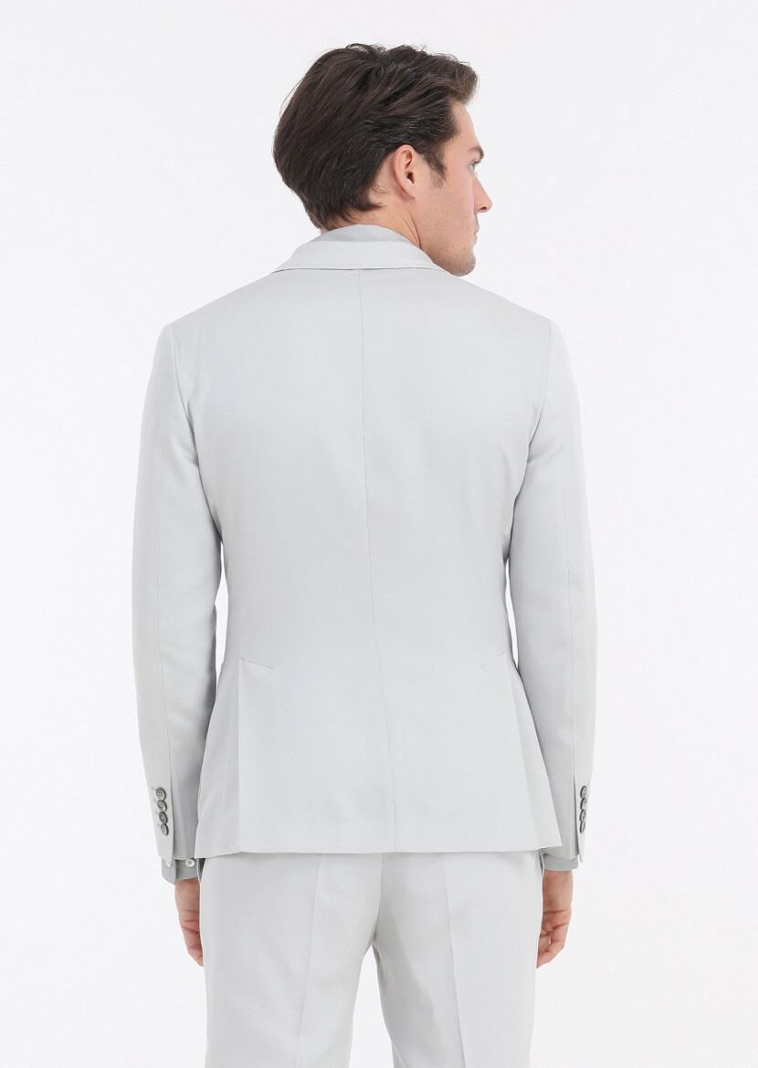 Light Grey Plain Zeroweight Slim Fit Suit - 5