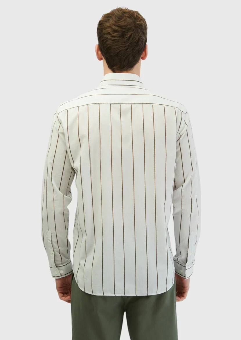 Light Grey Printed Casual Fit Weaving Casual 100% Cotton Shirt 