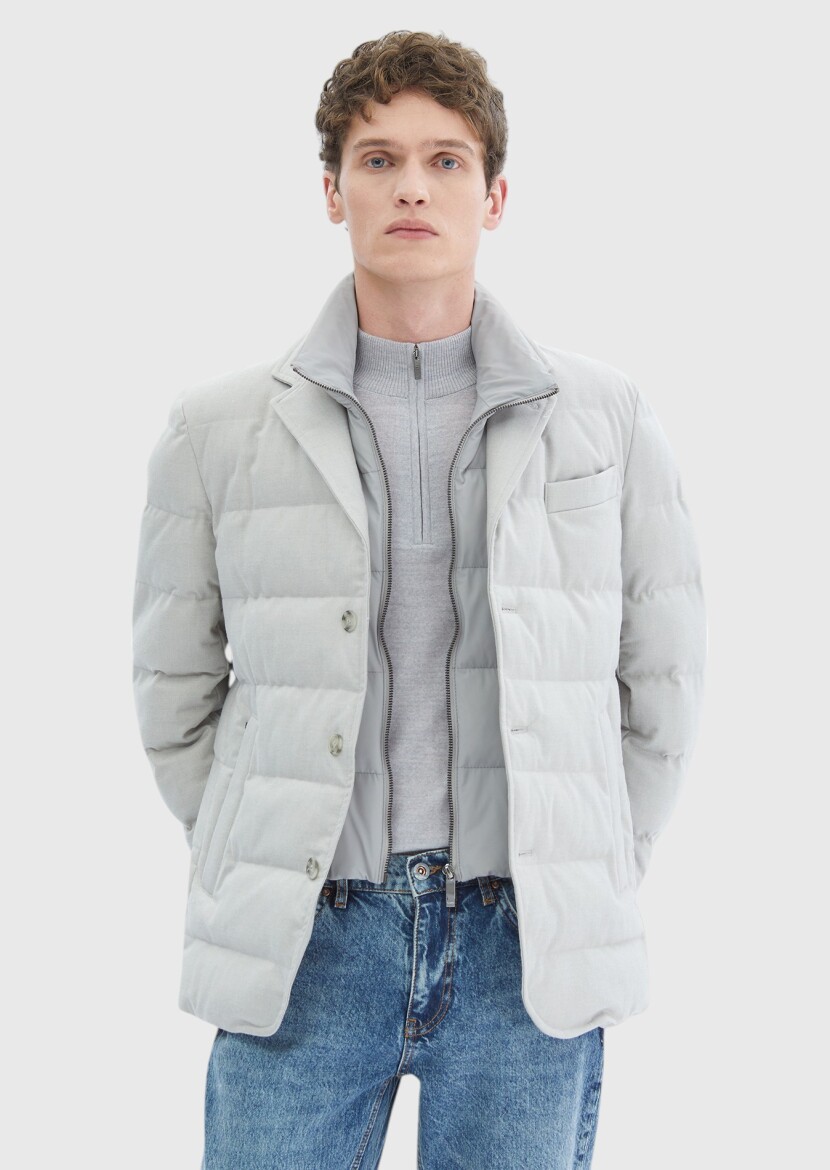 Light Grey Regular Fit Lightweight Jacket - 3