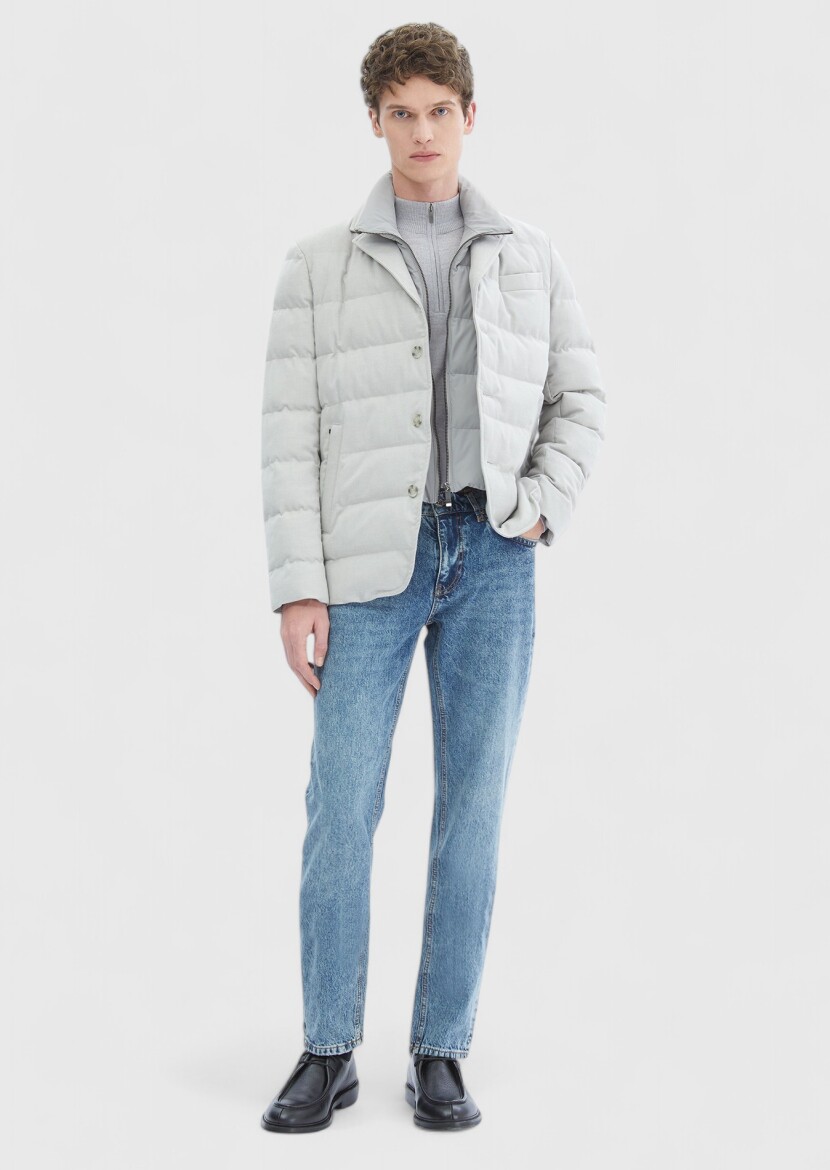 Light Grey Regular Fit Lightweight Jacket - 4