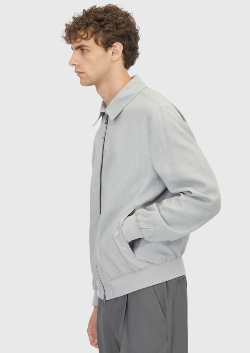Light Grey Regular Fit Shirt Collar Casual Technical Coat - 3