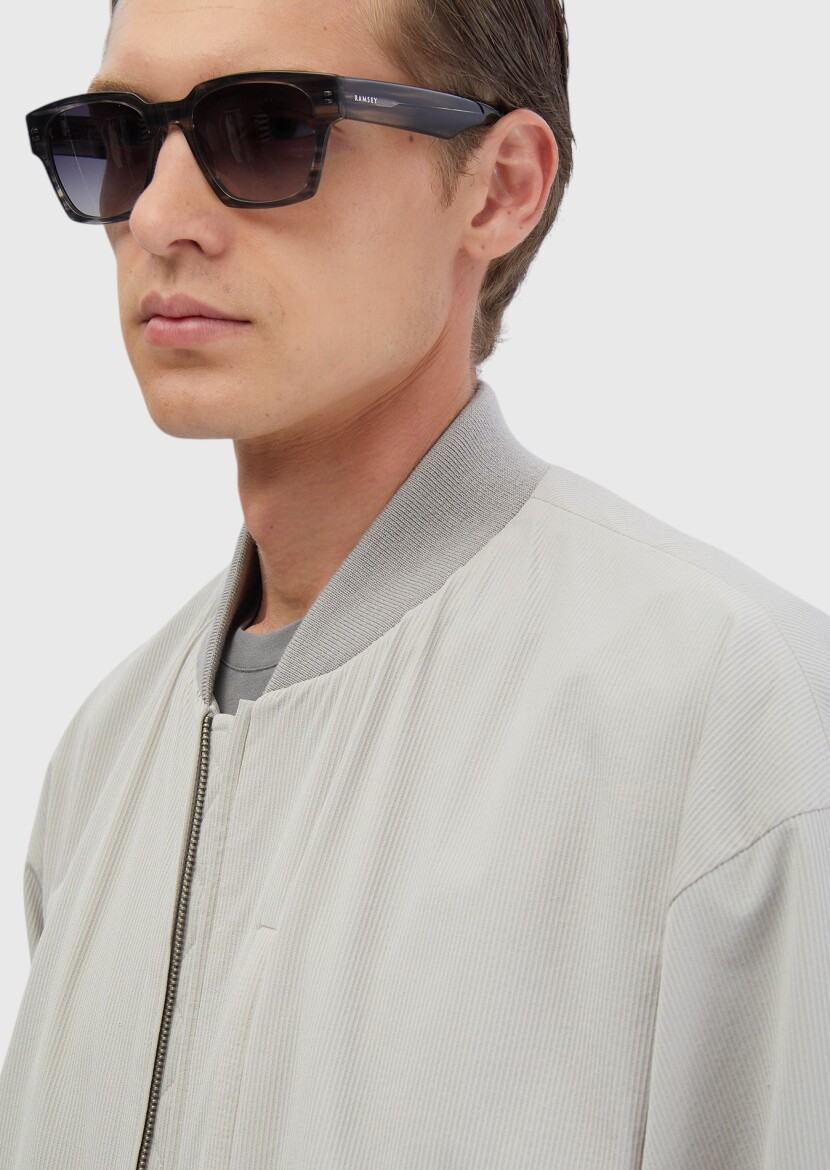 Light Grey Regular Fit Turtleneck Casual Weaving Coat - 4