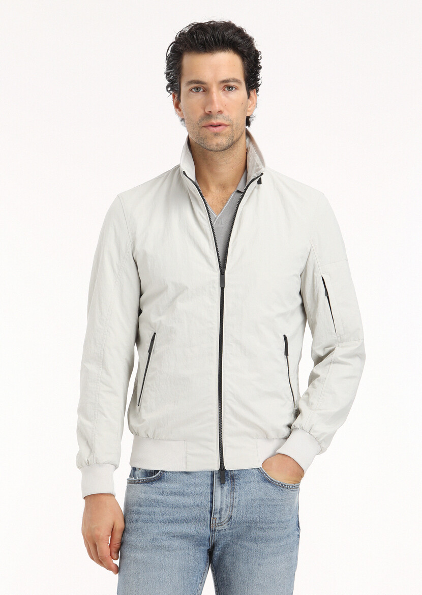 Light Grey Removable Hood Weaving Coat - 2