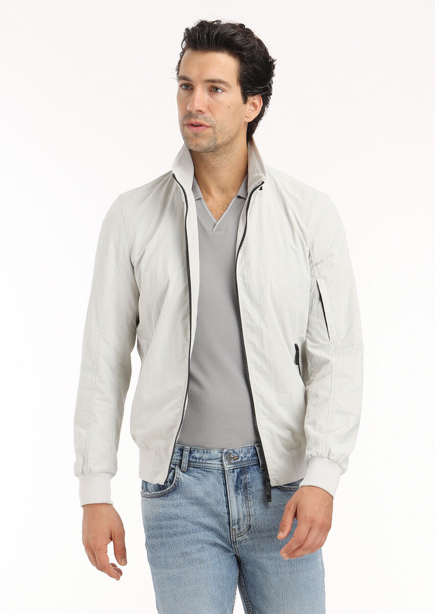 Light Grey Removable Hood Weaving Coat - 3