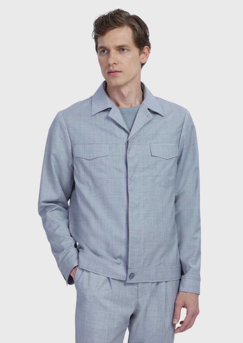 Light Grey Shirt Jacket - RAMSEY