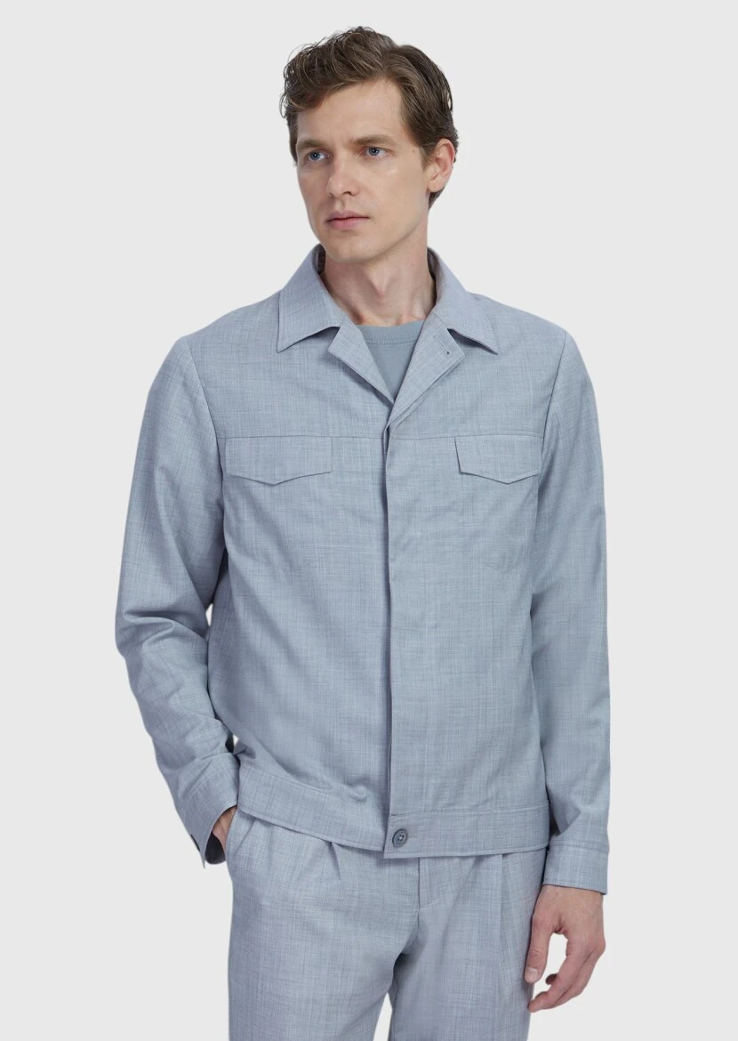 Light Grey Shirt Jacket - 1