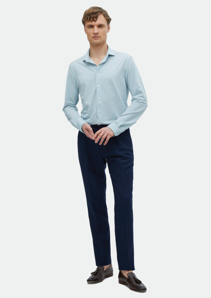Light Grey Striped Casual Fit Long Knitting Casual Shirt - RAMSEY
